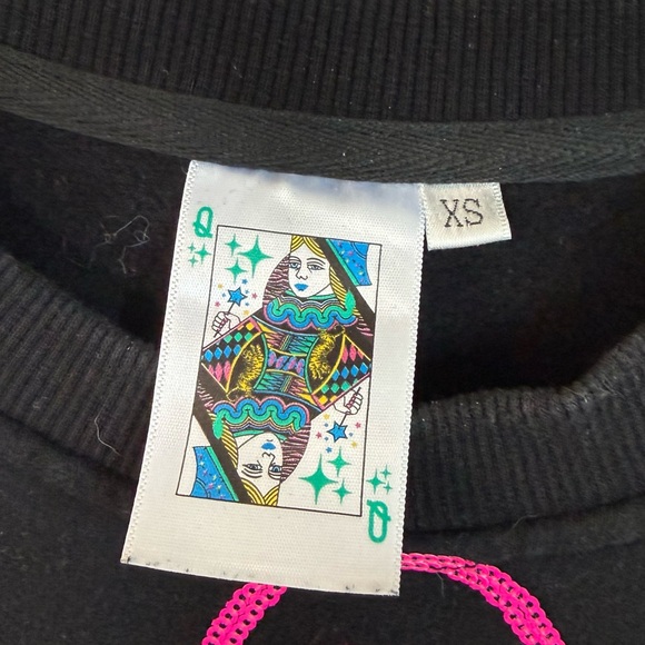 QUEEN OF SPARKLES Black Sweatshirt with Colorful Ghosts - Picture 2 of 3